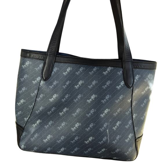 4742) Coach Denim Diagonal Horse Carriage Print Coated Canvas Tote Bag C4061 - Picture 13 of 13